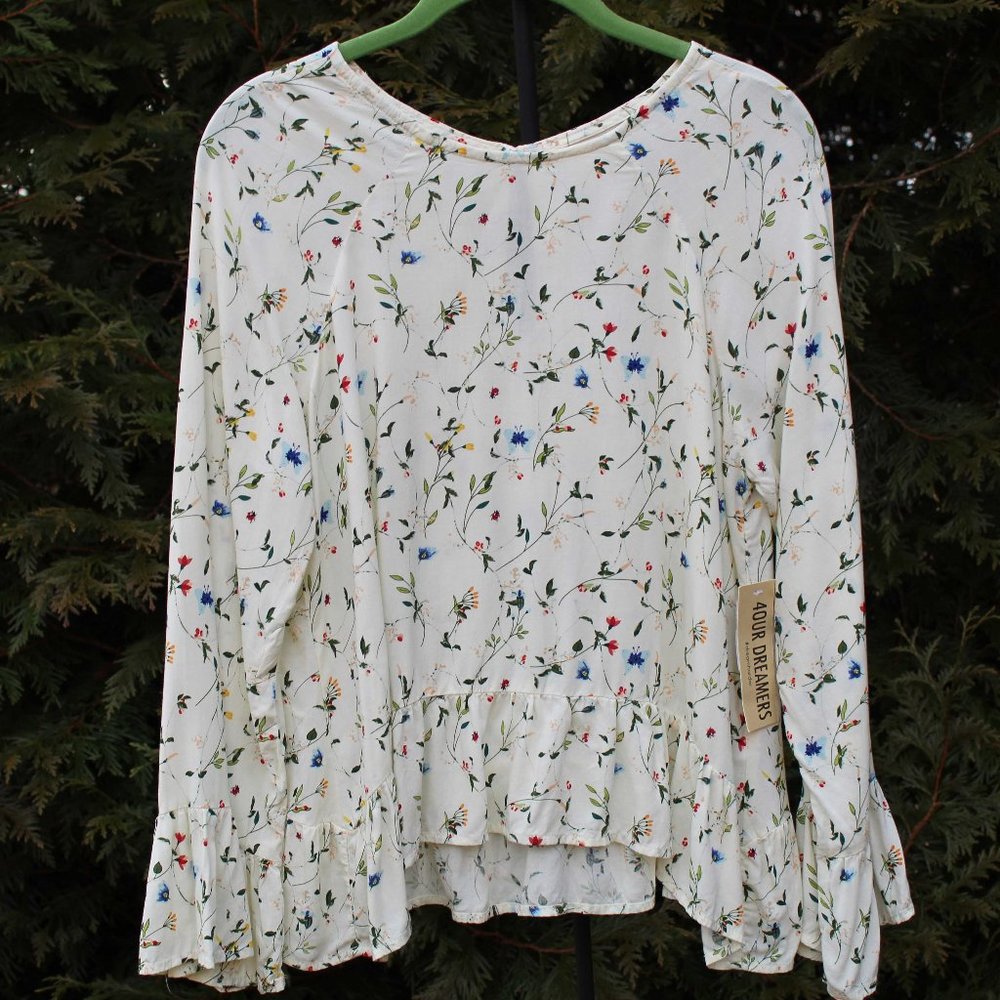 4Our Dreamers Ruffled Blouse With Butterflies & Lady Bugs NWT